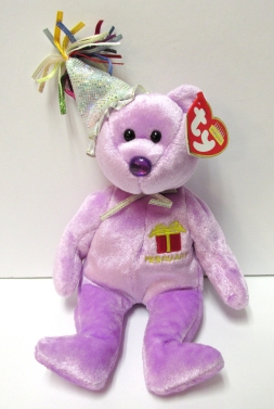 February with Birthday Hat Bear<br> (2003 Series) - Beanie Baby<br>(Click on picture for full details)